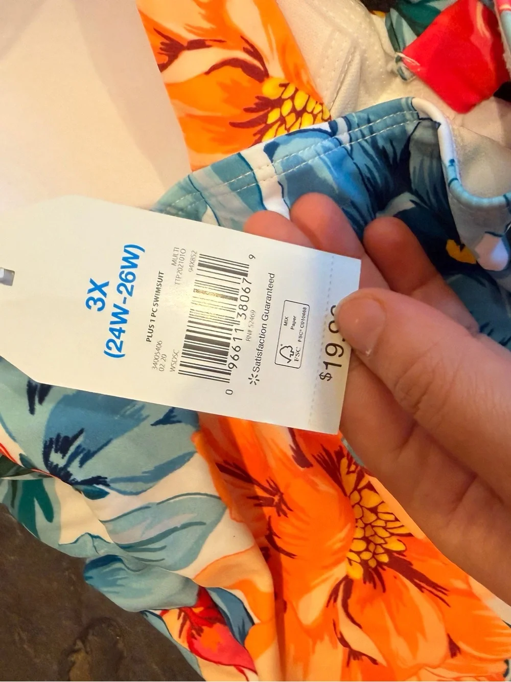 NWT Time & Tru Women's Floral Print One-Piece Swimsuit